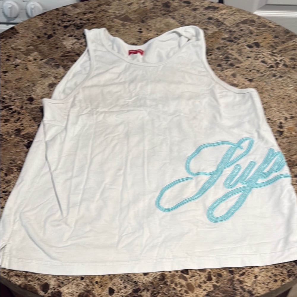 Supreme White Tank Top with Blue Logo